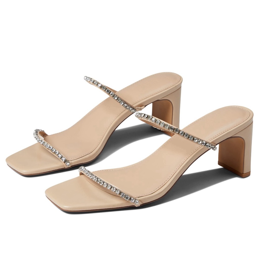 FARYL Nude Patent rhinestone heeled sandals